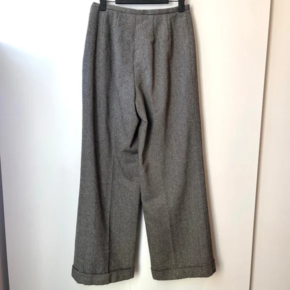 Vintage Eddie Bauer Wool Herringbone Wide Leg Trouser Pants Academia Heritage 8 - Picture 8 of 14